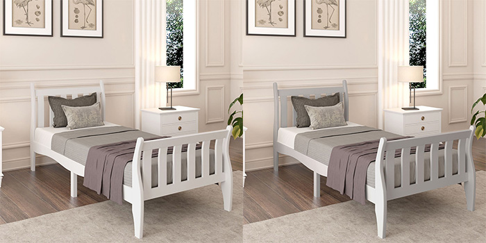 Kids Wood Platform Bed with Headboard and Footboard