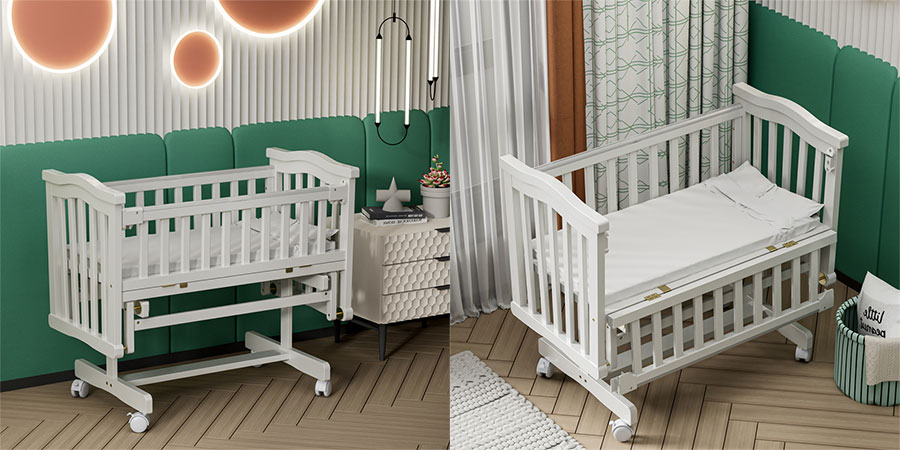 Wholesale China Eco-friendly Baby Wood Sleeping Cradle With Wheels